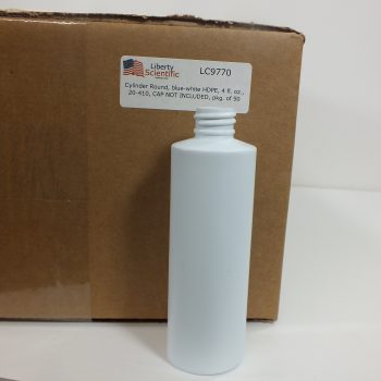 Cylinder Round Bottles, blue-white HDPE, 4 oz., 90/pk. NO CAPS!